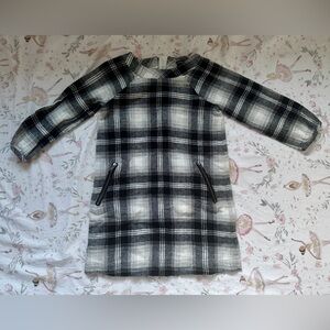 Gap Toddler Girls Plaid Dress Size 4 Black White Cotton Zip Pockets Winter